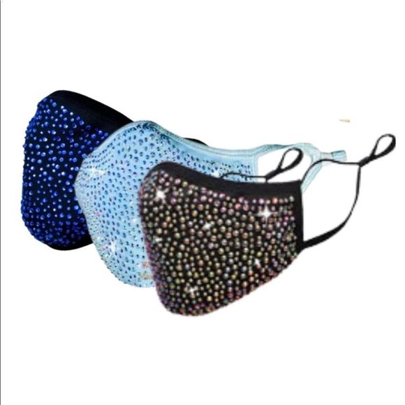 ⭐️ 3 Handmade Bling Bling Crystal Face Mask - Picture 1 of 4